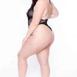 Smile Lingerie Plus Size Self-Tie Teddy Bodysuit - Black Intimates