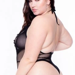 Smile Lingerie Plus Size Self-Tie Teddy Bodysuit - Black Intimates