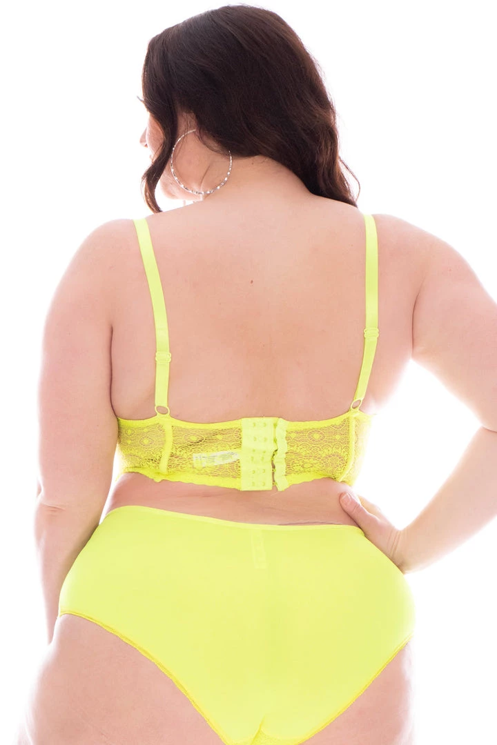 Smile Lingerie Plus Size Balconette Lace Bralette & Panty Set - Neon Yellow Back In Stock 4 Smile Lingerie Plus Size Balconette Lace Bralette & Panty Set - Neon Yellow Back In Stock