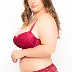 Smile Lingerie Plus Size Sheer Lace Bra - Burgundy Intimates