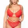 Smile Lingerie Plus Size Sheer Lace Cutout Bra - Red Intimates