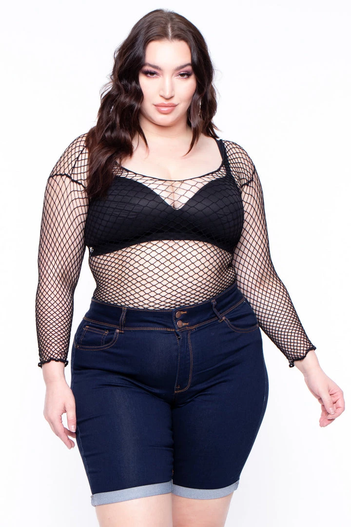 Smile Lingerie Plus Size Fishnet Top - Black 3 Smile Lingerie Plus Size Fishnet Top - Black