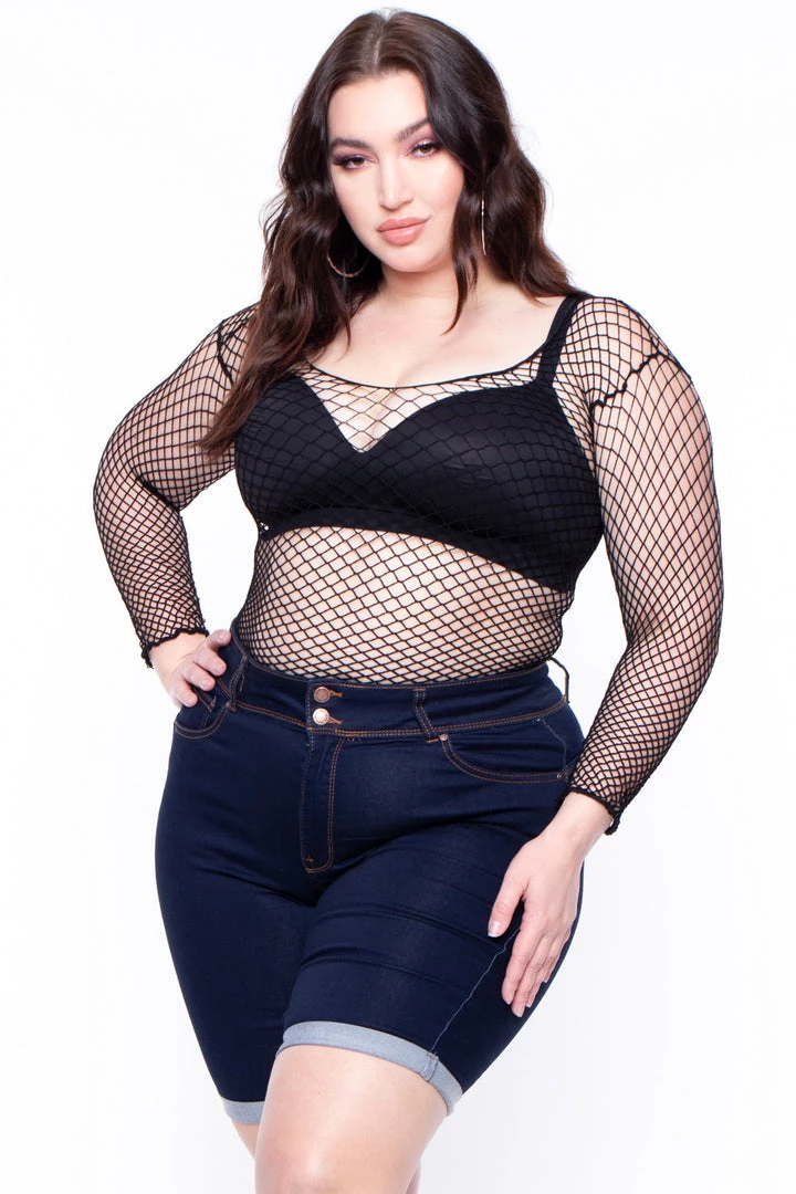 Smile Lingerie Plus Size Fishnet Top - Black 4 Smile Lingerie Plus Size Fishnet Top - Black