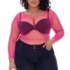 Smile Lingerie Plus Size Fishnet Top - Neon Pink Back In Stock