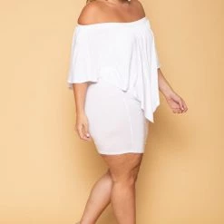 Solid New Arrivals Plus Size Elisa Bodycon Dress - Ivory