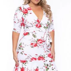 SOLID Plus Size Rosie Ruffle Dress - Ivory