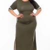 Solid Dresses Plus Size Varsity Stripe Maxi Dress - Olive 2 Solid Dresses Plus Size Varsity Stripe Maxi Dress - Olive