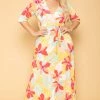 Solid Plus Size Kia Tropical Floral Maxi Dress- Orange