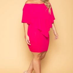 Solid Plus Size Elisa Bodycon Dress - Fuchsia
