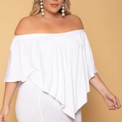 Solid New Arrivals Plus Size Elisa Bodycon Dress - Ivory