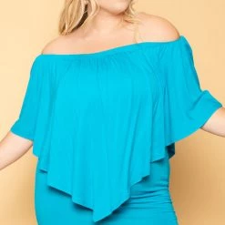 Solid New Arrivals Plus Size Elisa Bodycon Dress - Teal