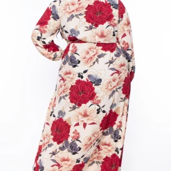 Solid Dresses Plus Size Holly Floral Sheer Maxi Dress - Red