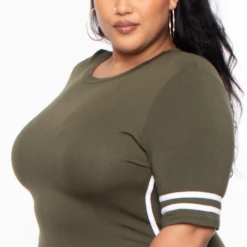 Solid Dresses Plus Size Varsity Stripe Maxi Dress - Olive