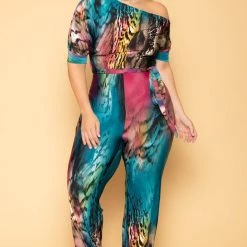 SOLID New Arrivals Plus Size Adina Off Shoulder Jumpsuit - Multi