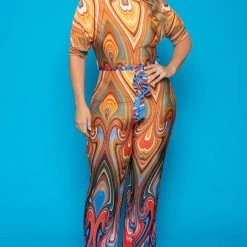 SOLID New Arrivals Plus Size Adina Off Shoulder Jumpsuit - Orange