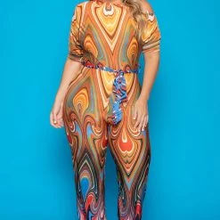 SOLID New Arrivals Plus Size Adina Off Shoulder Jumpsuit - Orange