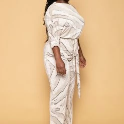SOLID New Arrivals Plus Size Adina Off Shoulder Jumpsuit - Taupe