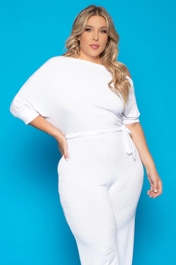 SOLID Plus Size Adina Off Shoulder Jumpsuit - White Party Jumpsuilts 5 SOLID Plus Size Adina Off Shoulder Jumpsuit - White Party Jumpsuilts