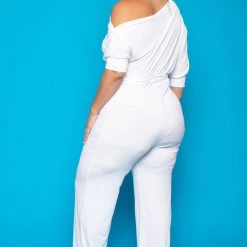 SOLID Plus Size Adina Off Shoulder Jumpsuit - White Party Jumpsuilts 16 SOLID Plus Size Adina Off Shoulder Jumpsuit - White Party Jumpsuilts