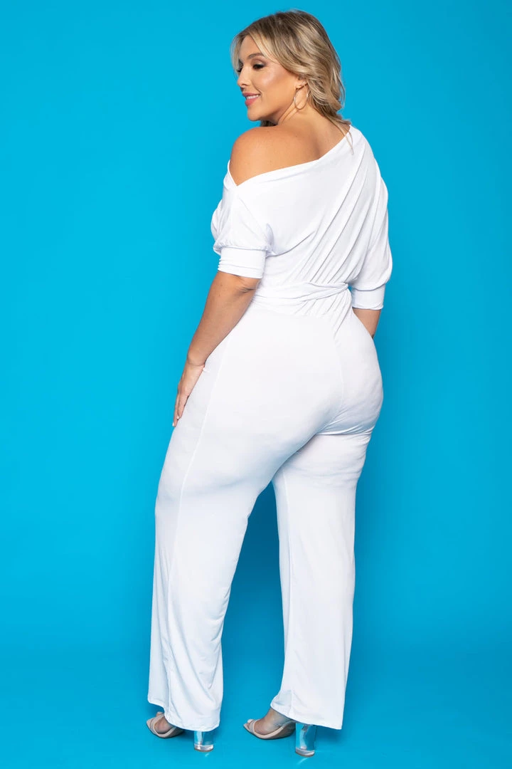 SOLID Plus Size Adina Off Shoulder Jumpsuit - White Party Jumpsuilts 8 SOLID Plus Size Adina Off Shoulder Jumpsuit - White Party Jumpsuilts