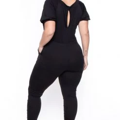 Solid Back In Stock Plus Size Eliza Jumpsuit - Black