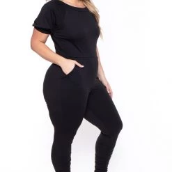 Solid Back In Stock Plus Size Eliza Jumpsuit - Black