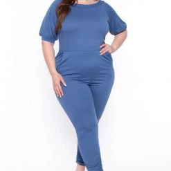 Solid Party Jumpsuilts Plus Size Eliza Jumpsuit - Blue