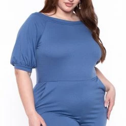 Solid Party Jumpsuilts Plus Size Eliza Jumpsuit - Blue