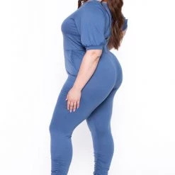 Solid Party Jumpsuilts Plus Size Eliza Jumpsuit - Blue