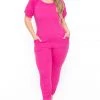 Solid Back In Stock Plus Size Eliza Jumpsuit - Fuchsia 1 Solid Back In Stock Plus Size Eliza Jumpsuit - Fuchsia