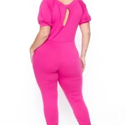 Solid Back In Stock Plus Size Eliza Jumpsuit - Fuchsia