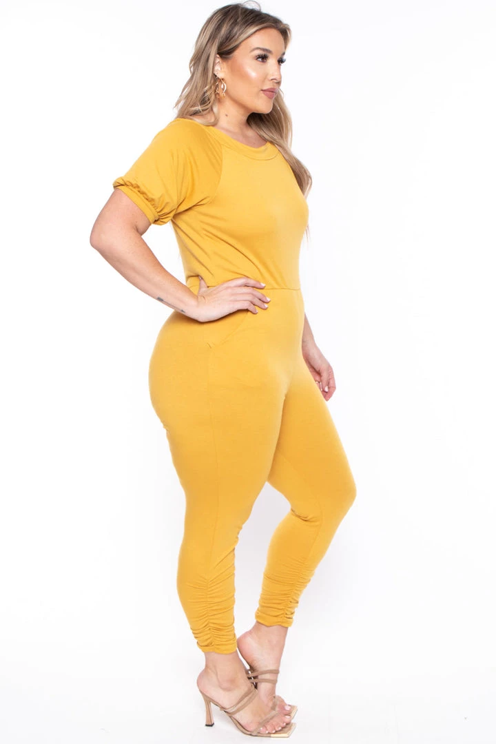 Solid Back In Stock Plus Size Eliza Jumpsuit - Mustard 6 Solid Back In Stock Plus Size Eliza Jumpsuit - Mustard