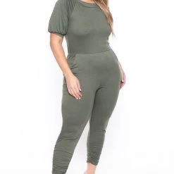 Solid Party Jumpsuilts Plus Size Eliza Jumpsuit - Olive
