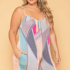 SOLID Plus Size Shani Abstract Jumpsuit - Orange New Arrivals