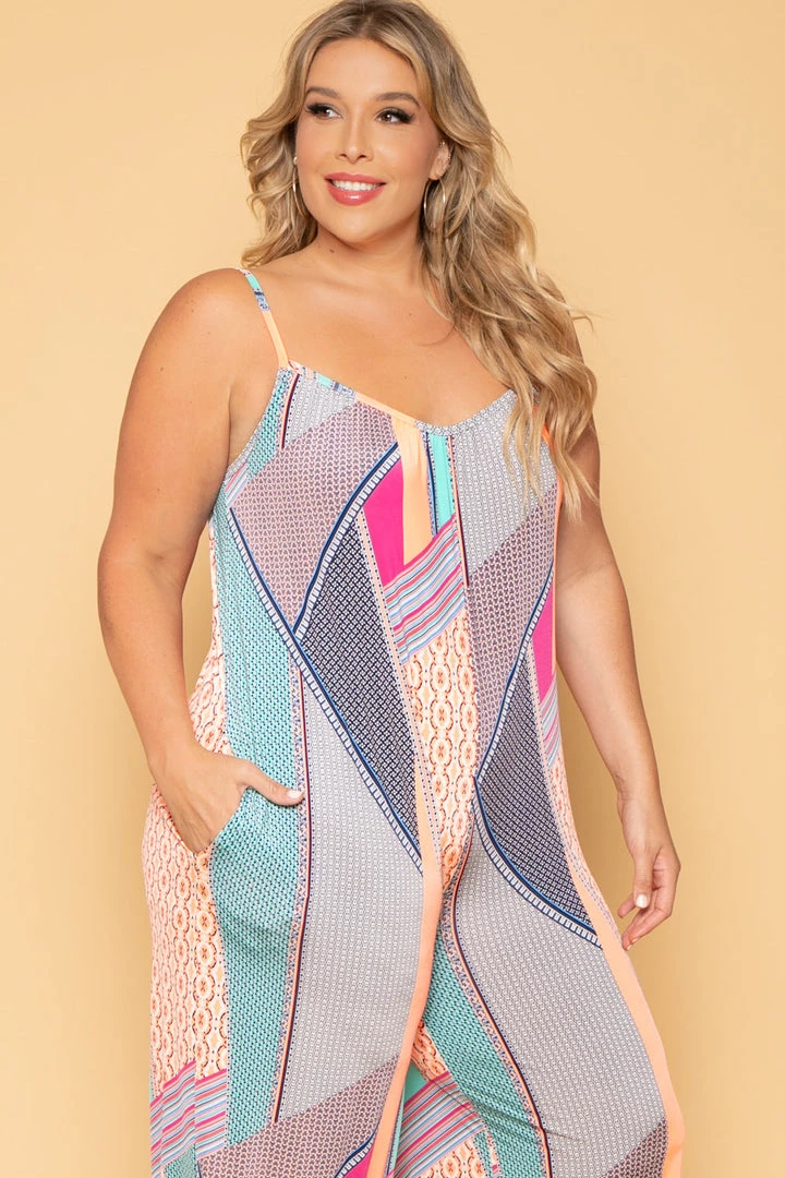 SOLID Plus Size Shani Abstract Jumpsuit - Orange New Arrivals 4 SOLID Plus Size Shani Abstract Jumpsuit - Orange New Arrivals