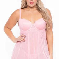 Smile Intimates Plus Size Francie Lingerie Set - Pink