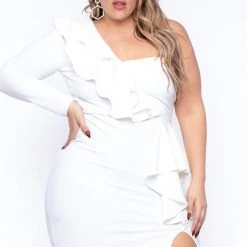 Symphony Party Shop Plus Size Blanche Ruffled Dress - Ivory