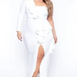 Symphony Party Shop Plus Size Blanche Ruffled Dress - Ivory