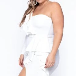 Symphony Party Shop Plus Size Blanche Ruffled Dress - Ivory