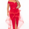 Symphony Plus Size Clara Off The Shoulder Tulle Dress - Red Party Shop