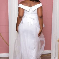 Symphony Party Shop Plus Size Clara Off The Shoulder Tulle Dress - White 23 Symphony Party Shop Plus Size Clara Off The Shoulder Tulle Dress - White