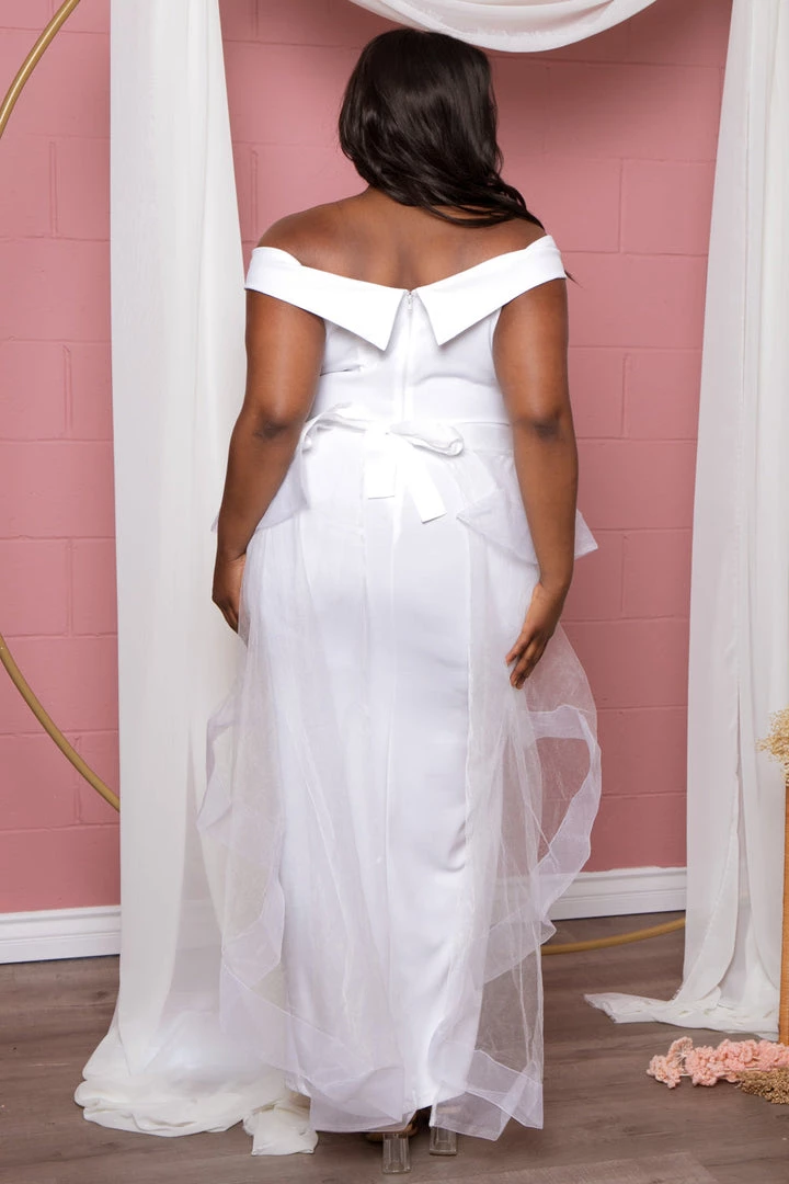 Symphony Party Shop Plus Size Clara Off The Shoulder Tulle Dress - White 13 Symphony Party Shop Plus Size Clara Off The Shoulder Tulle Dress - White