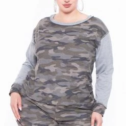 SYMPHONY Plus Size Maren Camo Lounge Set- Camo