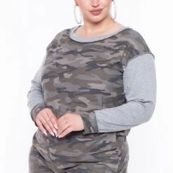 SYMPHONY Plus Size Maren Camo Lounge Set- Camo