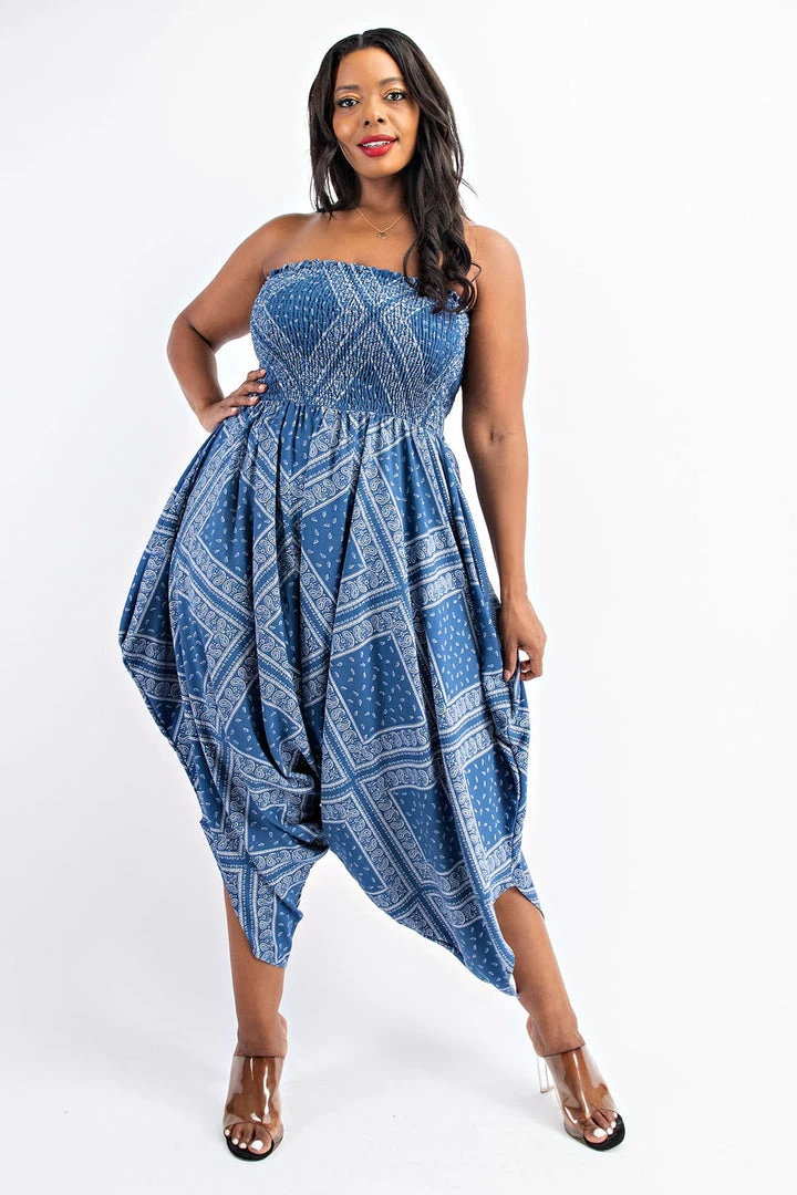 The Curve By Judani Plus Size Nia Smocked Tube Jumpsuit - Denim Party Jumpsuilts 3 The Curve By Judani Plus Size Nia Smocked Tube Jumpsuit - Denim Party Jumpsuilts