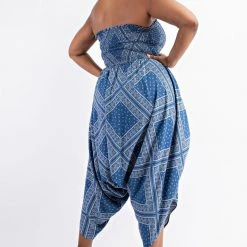 The Curve By Judani Plus Size Nia Smocked Tube Jumpsuit - Denim Party Jumpsuilts