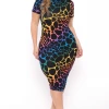 The Curve LA Dresses Plus Size Sophie Rainbow Bodycon Midi Dress - Black