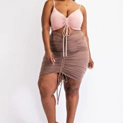 The Curve LA Plus Size Hailey Ruched Dress- Blush New Arrivals