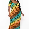 The Curve LA Plus Size Sophie Rainbow Bodycon Maxi Dress - Orange Dresses