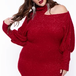 The Curve LA Plus Size Faux Dolman Sleeve Dress - Wine Dresses